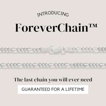 KISPER Solid 925 Sterling Silver Italian 3mm Diamond-Cut Figaro Link Chain Necklace - for Men & Women with Lobster Clasp - Made in Italy, 16"", MJ925FIGS0316