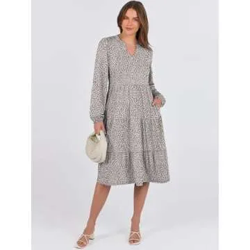 ANRABESS Long Sleeve Midi Dress - Fashionable Comfort for All