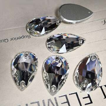 Teardrop Crystal Sew On Rhinestones for Crafts 24pcs