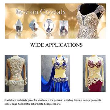 Teardrop Crystal Sew On Rhinestones for Crafts 24pcs