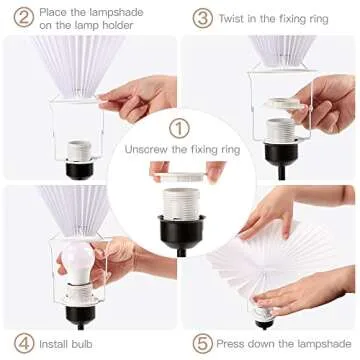 LIFEGOO Bedside Table Lamp, Modern Pleated Lamp Pleated Nightstand Lamp with White PVC Lampshade for Bedroom Living Room, Kid Room, Student Dorm, Study, Cafe, Restaurant