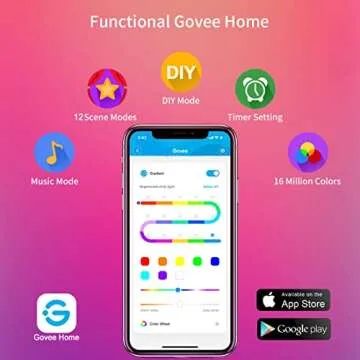 Govee RGBIC LED Strip Lights, 16.4ft Color Changing LED Lights with App Control, 64 Scene Modes, Music Mode, Light Strip with Black Tape for Bedroom, Kitchen, Living Room, Party, Home Decor
