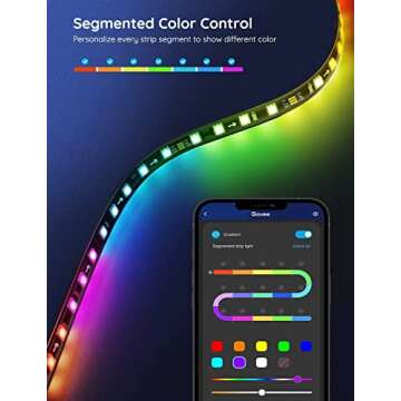 Govee RGBIC LED Strip Lights, 16.4ft Color Changing LED Lights with App Control, 64 Scene Modes, Music Mode, Light Strip with Black Tape for Bedroom, Kitchen, Living Room, Party, Home Decor