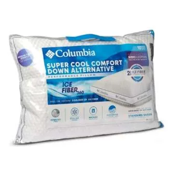 Columbia Comfort Ice Fiber Side Sleeper Down Alternative Bed Pillow - Instant Cooling 2 Sided Ice Fiber Cover - Supportive and Cozy Polyester Fiber Fill - Side Sleeper, King