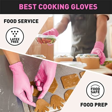 OKIAAS Black/Pink Vinyl Gloves 5 Mil Thickness for Food Prep
