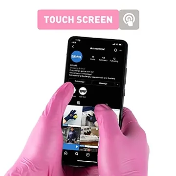 OKIAAS Black/Pink Vinyl Gloves 5 Mil Thickness for Food Prep