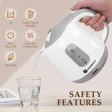 Aigostar Small Electric Kettle, Compact 1L Design