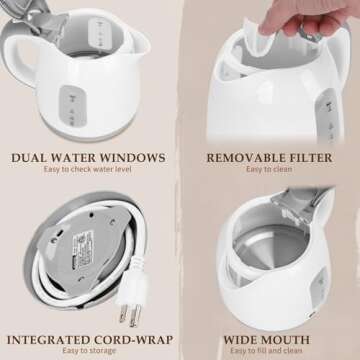 Aigostar Small Electric Kettle, Compact 1L Design