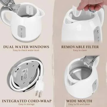 Aigostar Small Electric Kettle, Compact 1L Design