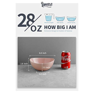 Sweese Porcelain Bowls - 28 Ounce Set of 4 for Multi-Purpose Use