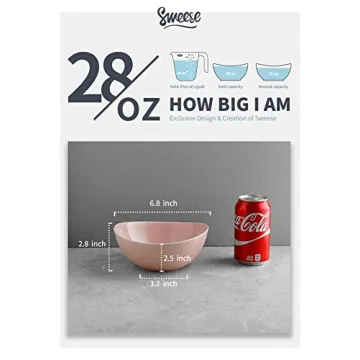 Sweese Porcelain Bowls - 28 Ounce Set of 4 for Multi-Purpose Use