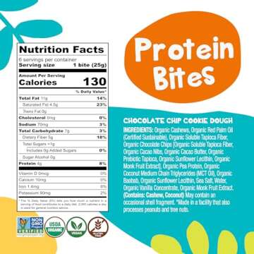 Bhu Foods Keto Bites, Chocolate Chip Cookie Dough, Organic Snacks for Adults & Kids, Gluten Free, Ve...