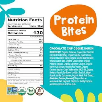Bhu Foods Keto Bites, Chocolate Chip Cookie Dough, Organic Snacks for Adults & Kids, Gluten Free, Ve...