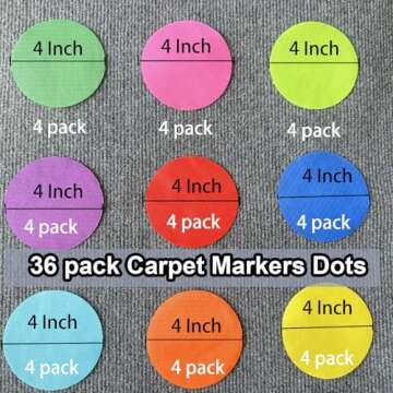 WELSTIK Spot Markers Carpet Markers for Classroom, 4" Rug Circles Marker Dots for Preschool, Kinderg...