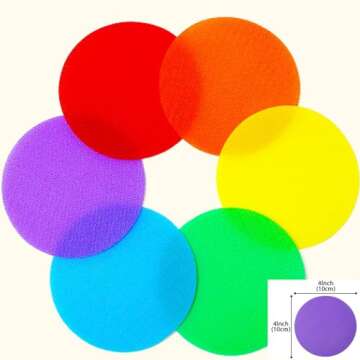 WELSTIK Spot Markers Carpet Markers for Classroom, 4" Rug Circles Marker Dots for Preschool, Kindergarten, and Elementary Teachers,9 Colors (36 Pack)