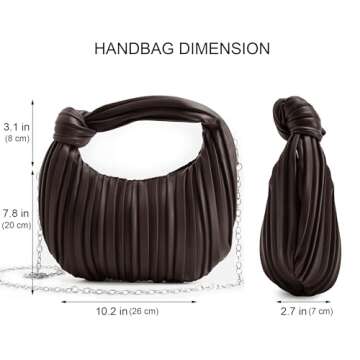 NIUEIMEE ZHOU Small Knotted Handbags for Women Soft PU Leather Crossbody Dumpling Bags Cloud Clutch Purses Ruched Pouch Bag