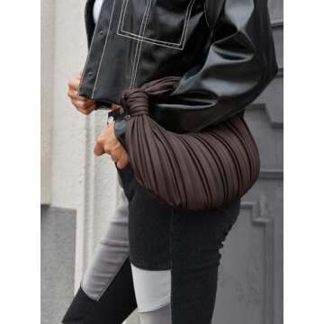 NIUEIMEE ZHOU Small Knotted Handbags for Women Soft PU Leather Crossbody Dumpling Bags Cloud Clutch Purses Ruched Pouch Bag
