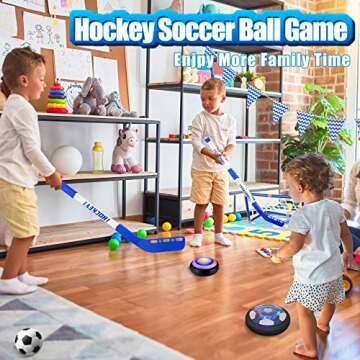 Hover Soccer Ball Set for Kids, 4-in-1 Hover Hockey Bowling Set, Rechargeable Floating Air Soccer Ball w/Led Lights for Indoor Outdoor Sports Game Toys Gifts for Kids Boys Girls Ages 3 4 5 6 7 8-12