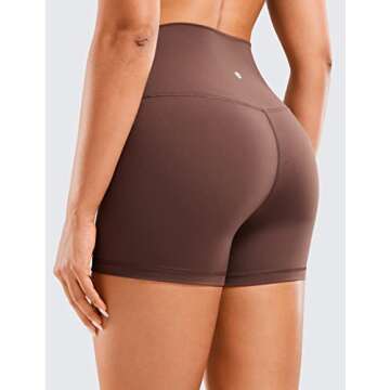 CRZ YOGA Women's Naked Feeling Biker Shorts - 4 Inches High Waist Yoga Workout Running Gym Spandex T...
