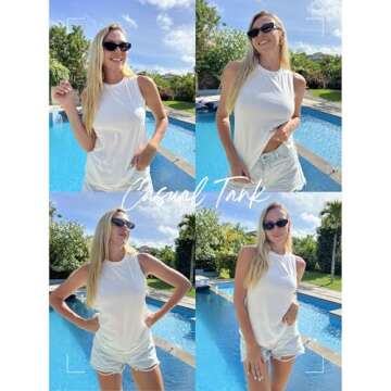 Zeagoo Womens 2025 Summer Tank Tops Casual Crewneck Sleeveless T Shirts Loose Fit Basic Tunic Blouse A-White
