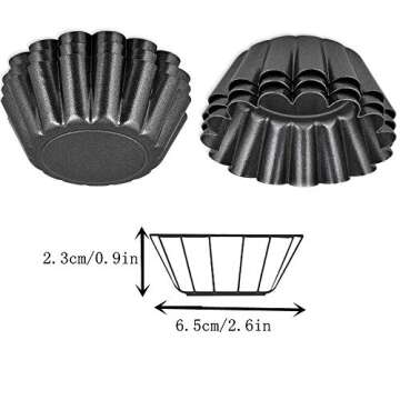 Yuecoofei 15 Pcs Egg Tart Molds,Cheese Cake,Dessert,Quiche Pan and Other Cooking Molds, Carbon Steel