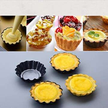 Yuecoofei 15 Pcs Egg Tart Molds,Cheese Cake,Dessert,Quiche Pan and Other Cooking Molds, Carbon Steel