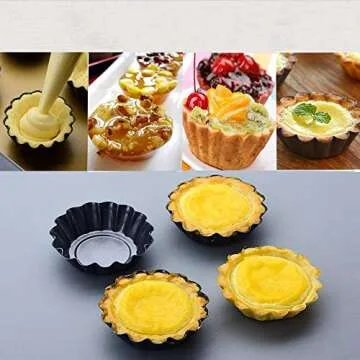 Yuecoofei 15 Pcs Egg Tart Molds,Cheese Cake,Dessert,Quiche Pan and Other Cooking Molds, Carbon Steel
