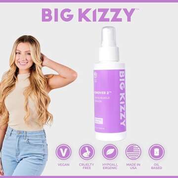 Big Kizzy Remover 2 (4oz) - Tape In Extension Remover for Residue - Quick + Non-damaging Human Hair Extension, Wig, & Hair System Adhesive Residue Remover