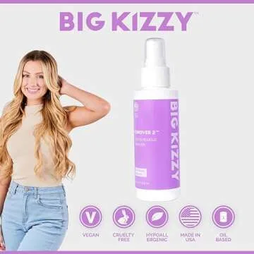 Big Kizzy Remover 2 (4oz) - Tape In Extension Remover for Residue - Quick + Non-damaging Human Hair Extension, Wig, & Hair System Adhesive Residue Remover