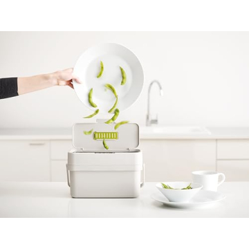 Joseph Joseph Compo 4 Easy-Fill Compost Bin Food Waste Caddy with Adjustable Air Vent, 1 gallon / 4 liters, Stone