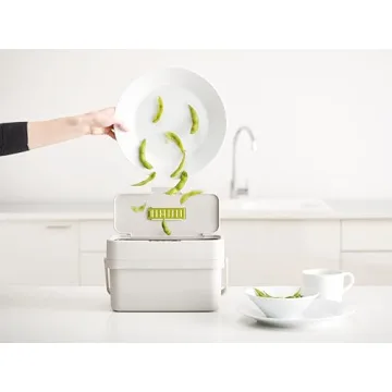 Joseph Joseph Compo 4 Easy-Fill Compost Bin Food Waste Caddy with Adjustable Air Vent, 1 gallon / 4 liters, Stone