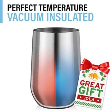 BROVINO Stainless Steel Wine Glasses with Lid - Set of 4-17 oz Double Wall Insulated Outdoor Wine Tu...