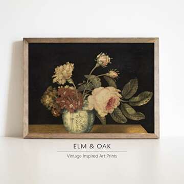 Vintage Still Life Wall Art - Antique Art Prints for Home Decor - Rustic Farmhouse Botanical Floral Wall Decoration for Kitchen, Dining Room - 11x14 inches, Ready to Frame (Potted Flowers)