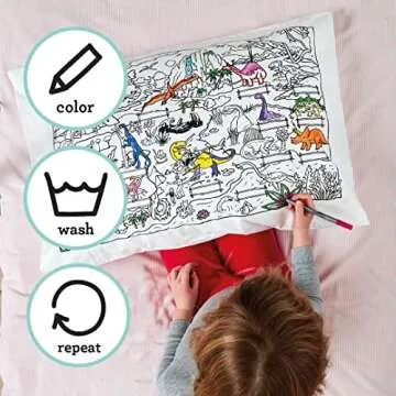 eatsleepdoodle Dinosaur Coloring Pillowcase for Kids 30x20in