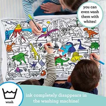 eatsleepdoodle Dinosaur Coloring Pillowcase for Kids 30x20in