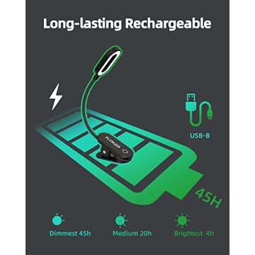 Flymuda Book Light Clip on - Eye Care Amber Book Light Rechargeable, 22 LED, 3 Color Modes, Touch Control, Brightness Adjustable Book Light for Reading in Bed, Great Book Reading Light for Lovers