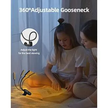 Flymuda Book Light Clip on - Eye Care Amber Book Light Rechargeable, 22 LED, 3 Color Modes, Touch Control, Brightness Adjustable Book Light for Reading in Bed, Great Book Reading Light for Lovers