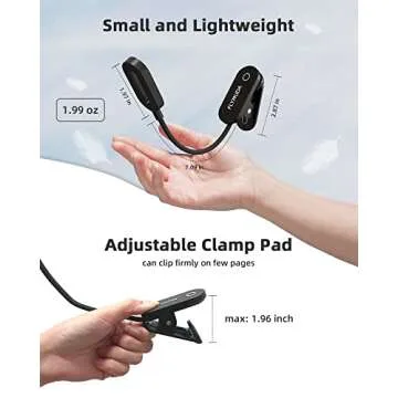 Flymuda Book Light Clip on - Eye Care Amber Book Light Rechargeable, 22 LED, 3 Color Modes, Touch Control, Brightness Adjustable Book Light for Reading in Bed, Great Book Reading Light for Lovers