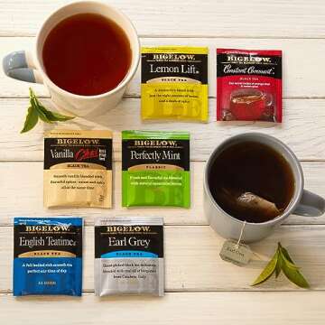 Bigelow Tea Black Tea 6 Flavor Variety Pack, Caffeinated Tea with Mint, Lemon, Constant Comment, Eng...