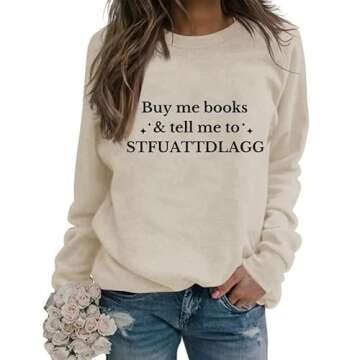 Womens Abibliophobia Sweatshirt Funny Vintage Reading Shirts Long Sleeve Crewneck Graphic Pullover Book Lover Gift