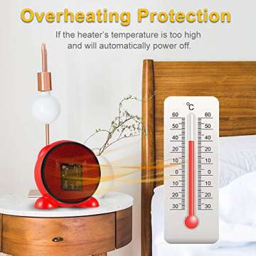 Space Heater, Fan Heater, 500W Personal Mini Space Heater Portable Electric Heaters Fan for Home & Office， Indoor Use with Ceramic Heating Element & Overheat Protection & Tip-Over Protection Red