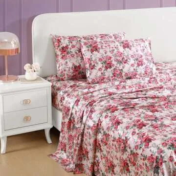 Betsey Johnson - Queen Sheets, Luxurious Satin Bedding Set, Smooth & Silky, Ideal Valentine's Day Gi...