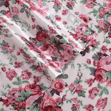Betsey Johnson - Queen Sheets, Luxurious Satin Bedding Set, Smooth & Silky, Ideal Valentine's Day Gifts (Vintage Floral Pink, Queen)