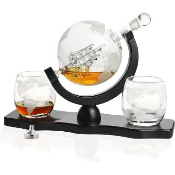Stunning Globe Decanter Set for Whiskey & Wine Gifts