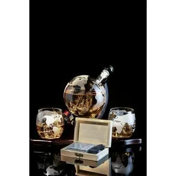 Stunning Globe Decanter Set for Whiskey & Wine Gifts