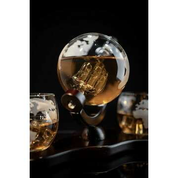 Stunning Globe Decanter Set for Whiskey & Wine Gifts
