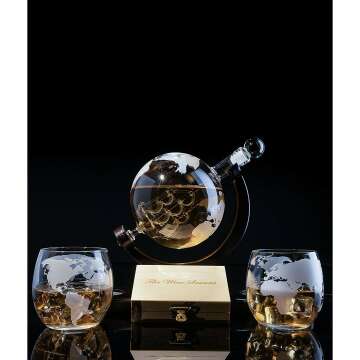 Stunning Globe Decanter Set for Whiskey & Wine Gifts