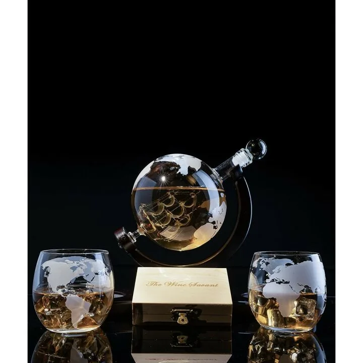 Stunning Globe Decanter Set for Whiskey & Wine Gifts
