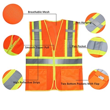 SULWZM High Visibility Reflective Safety Vest - XL