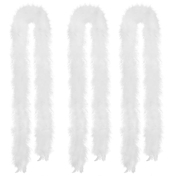 HaiMay 3 Pack Marabou Feather Boa for Craft Clothes Accessories Latin Wedding Dress Home Party Costu...